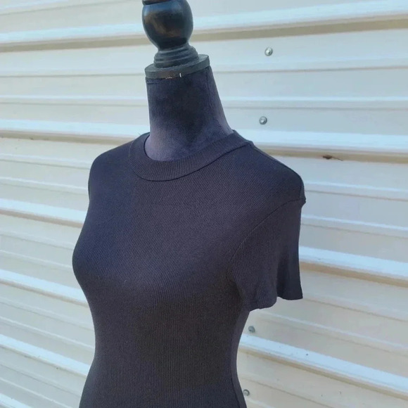 Marci Women's Bodysuit Sz S Black Stretch Ribbed Short Sleeve Sleeve Rayon Snap - Picture 8 of 10